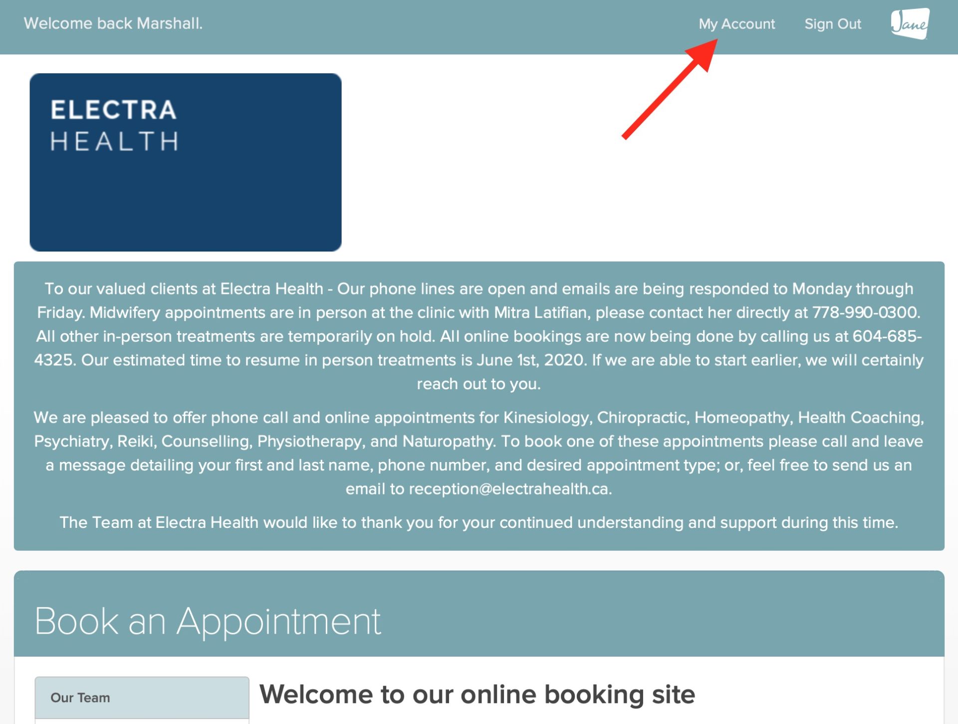 jane payments instructions account